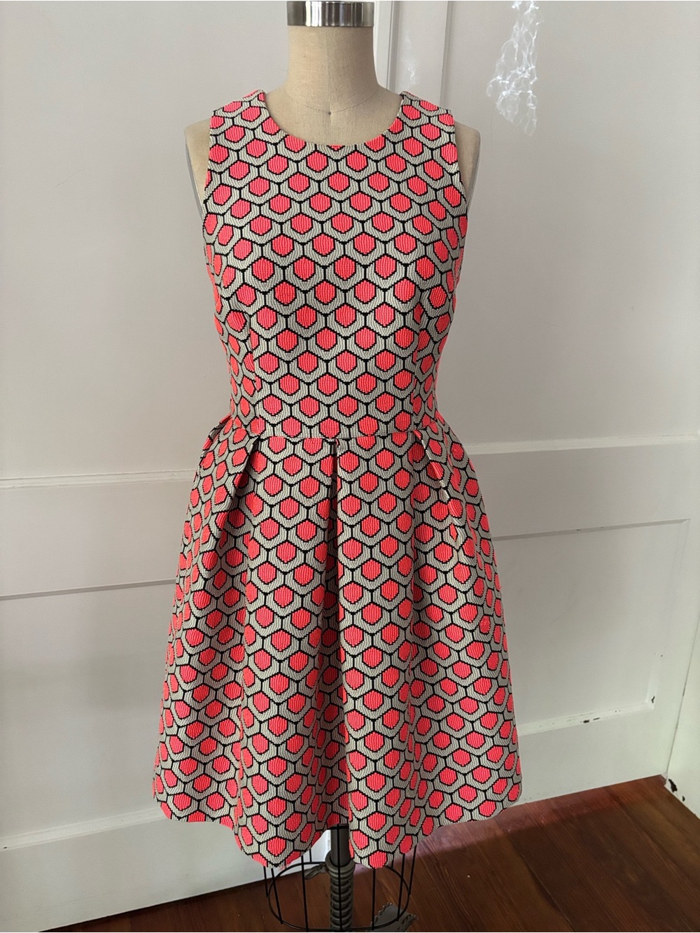 Trina Turk Doly Fit Flare Dress Jacquard Pockets Size 4